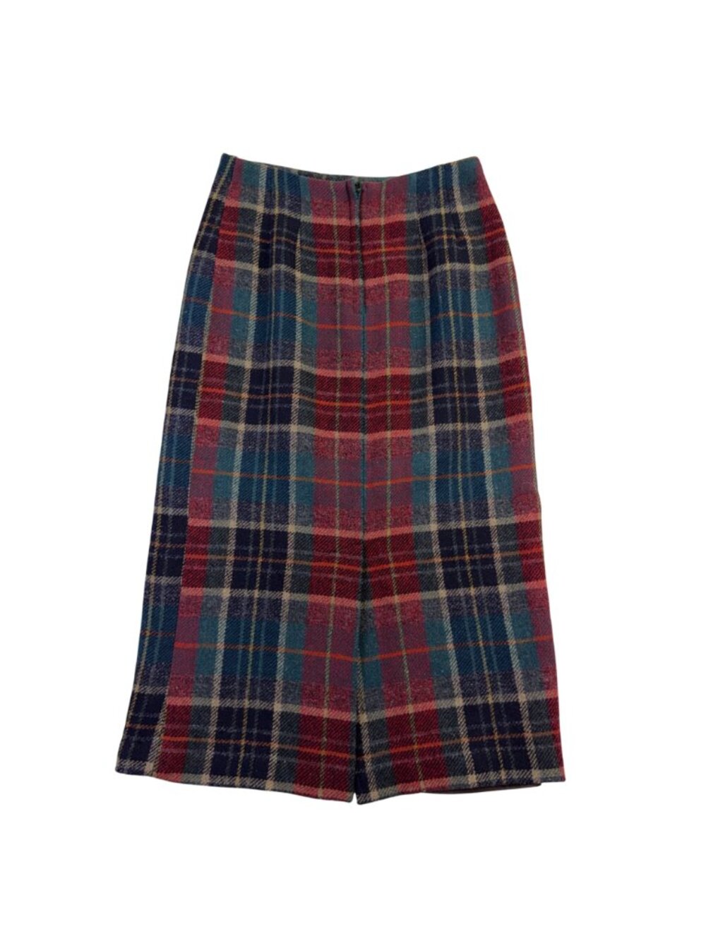Talbots Womens Red & Green Plaid Wool Midi Skirt Button Accent Size 8 Petite image 4